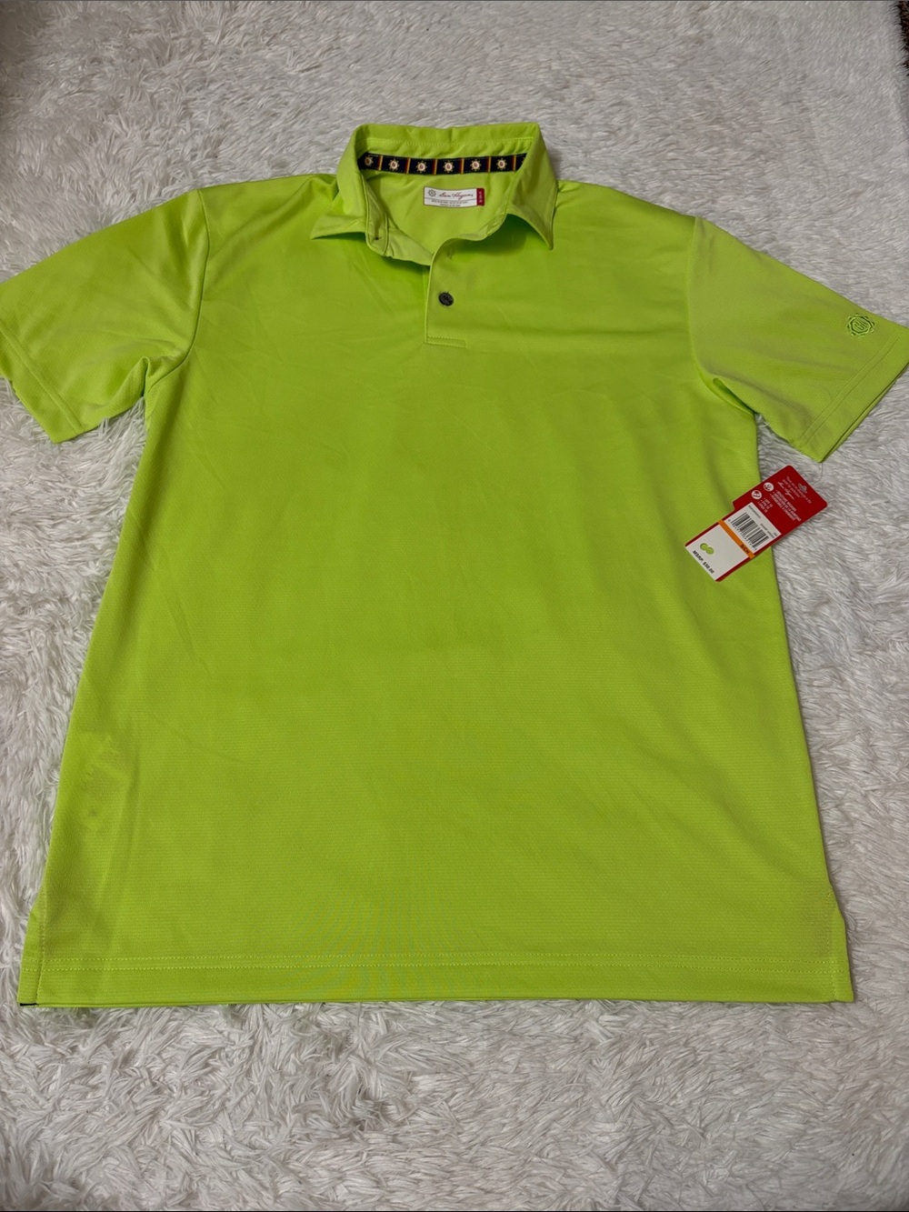 NWT Ben Hogan Horizontal Solid Texture Polo Bright Lime Green Size S